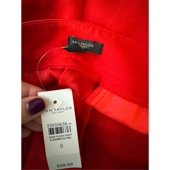 NWT Ann Taylor High Waist Red Trouser Pants Size 8 - Picture 3 of 4